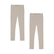 BIRKHOLM 2-Pak Stribede Rib Leggings Kashmir Brun & Perfekt Hvid